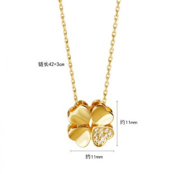 925银四叶草项链女百搭INS风电镀镶嵌锆石十字链