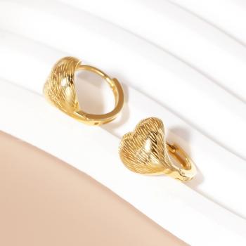 925纯银拉丝爱心耳饰小众百搭复古气质饰品