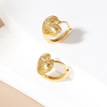 925纯银拉丝爱心耳饰小众百搭复古气质饰品