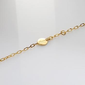 通体925纯银镀K金简约圆牌字母吊坠手链