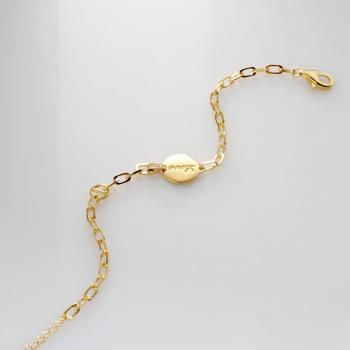 通体925纯银镀K金简约圆牌字母吊坠手链