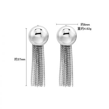 925纯银圆形流苏耳环简约时尚ins风感饰品耳饰