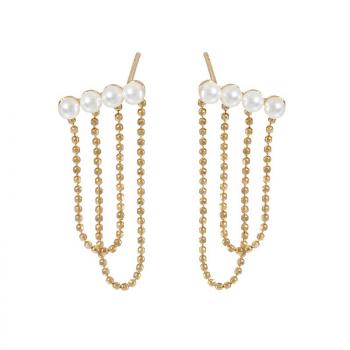 S925純银高级珍珠耳饰气质流苏耳钉