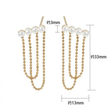 S925純银高级珍珠耳饰气质流苏耳钉