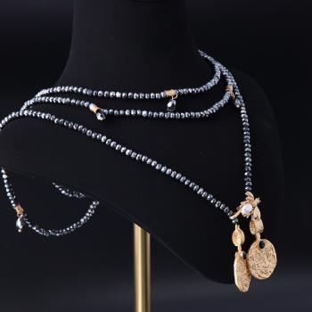 时尚个性气质镀真金复古多层项链