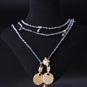 时尚个性气质镀真金复古多层项链