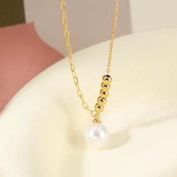 S925纯银女百搭项链轻奢小众时尚水晶珍珠AB链