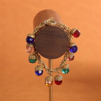 复古风欧美宫廷风小众设计做旧彩色琉璃珠手链