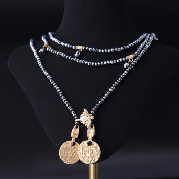 时尚个性气质镀真金复古多层项链